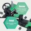 Baroni Toys Trattore a Pedali Verde con Rimorchio Removibile, Volante direzionale e Clacson, Sicuro e Divertente, Bambini dai 2 ai 6 anni - immagine 4