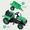 Baroni Toys Trattore a Pedali Verde con Rimorchio Removibile, Volante direzionale e Clacson, Sicuro e Divertente, Bambini dai 2 ai 6 anni - immagine 5