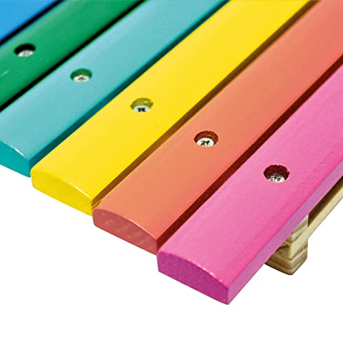 Bino world of toys 12-tone xylophone, giocattolo per bambini da 3 anni, giocattolo per bambini (strumento musicale per bambini, 12 toni, con piastre sonore nei colori dell'arcobaleno e 2 clapper) - immagine 11