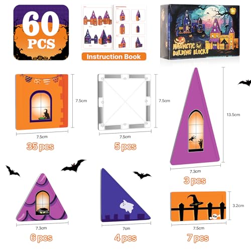 COOLJOYA Halloween Costruzioni Magnetiche 2 3 4 Anni, Halloween Decorazioni Colorati Costruzioni per Bambini 2 3 4 Anni, Magneti Bambini Decorazioni Halloween, Bambini Bambina 3 4 5 6 7 Anni - immagine 4