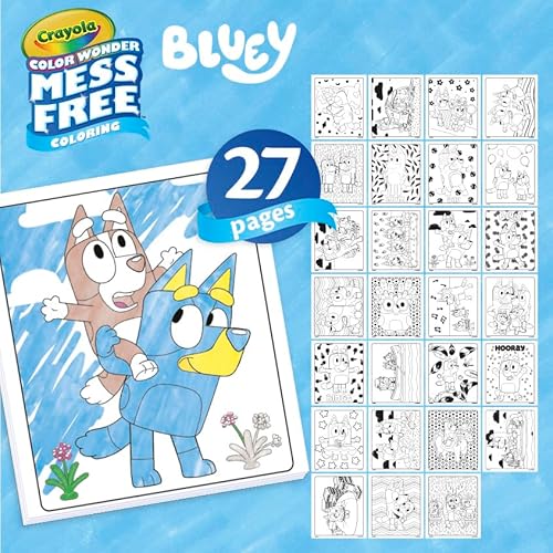 CRAYOLA Color Wonder Bluey - Kit di attivit da colorare senza disordine, 8 pennarelli, 27 pagine da colorare, 4 adesivi metallici, regali, 3+, 757161 - immagine 4