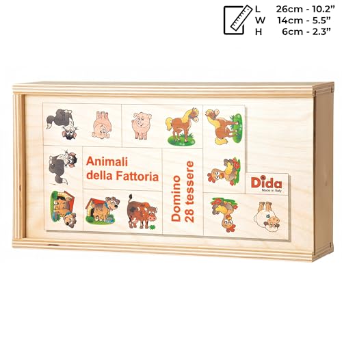 Dida Domino Animali della Fattoria 28 Tessere - Gioco Educativo in Legno per Bambini da 3 4 anni, Perfetto Gioco da Tavolo, Stile Montessori, Set Colorato e Didattico - immagine 6