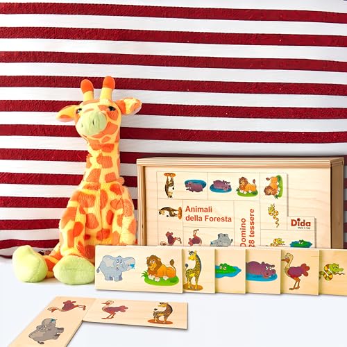 Dida Domino Animali della Foresta 28 Tessere - Gioco Educativo in Legno per Bambini, Set Didattico e Colorato, Stile Montessori, Gioco da Tavolo Divertente - immagine 5