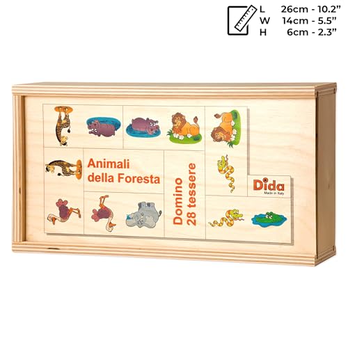 Dida Domino Animali della Foresta 28 Tessere - Gioco Educativo in Legno per Bambini, Set Didattico e Colorato, Stile Montessori, Gioco da Tavolo Divertente - immagine 6