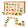 Dida Domino Dinosauri Animali del Passato 28 Tessere - Gioco Educativo in Legno per Bambini, Set Colorato e Didattico, Stile Montessori, Gioco da Tavolo Divertente - immagine 5