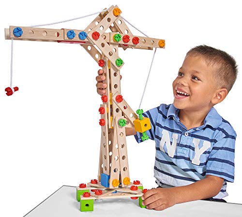 Eichhorn Eichhorn-100039097 Constructor Gru-Giocattolo di Legno Versatile, 170 componenti, 5 Diverse Costruzioni, Multicolore, 100039097 - immagine 3