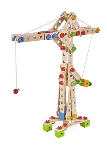 Eichhorn Eichhorn-100039097 Constructor Gru-Giocattolo di Legno Versatile, 170 componenti, 5 Diverse Costruzioni, Multicolore, 100039097 - immagine 4