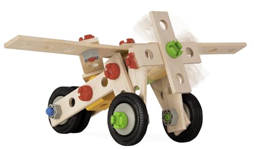 Eichhorn Eichhorn-100039097 Constructor Gru-Giocattolo di Legno Versatile, 170 componenti, 5 Diverse Costruzioni, Multicolore, 100039097 - immagine 5
