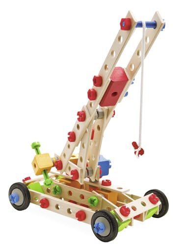 Eichhorn Eichhorn-100039097 Constructor Gru-Giocattolo di Legno Versatile, 170 componenti, 5 Diverse Costruzioni, Multicolore, 100039097 - immagine 6
