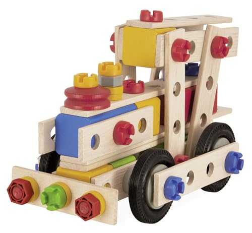 Eichhorn Eichhorn-100039097 Constructor Gru-Giocattolo di Legno Versatile, 170 componenti, 5 Diverse Costruzioni, Multicolore, 100039097 - immagine 7