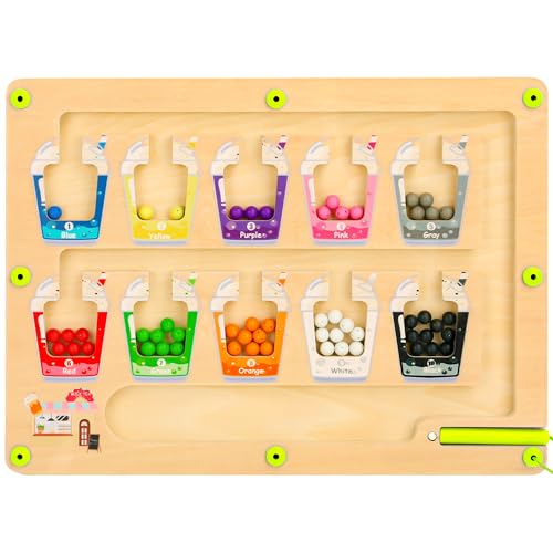 Labirinto Magnetico di Colori e Numeri Giochi Montessori Bambini 3 4 5 6 Anni Gioco di Abbinamento Selezione dei Colori Giocattoli Magnetico Labirinto Giochi Educativi Montessori Regalo per Bambini