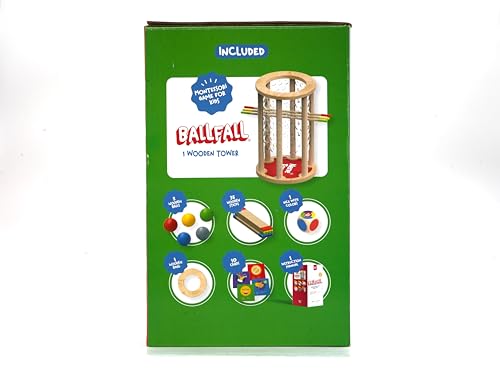 Nene Toys BALLFALL, Gioco Montessori 4 in 1 con Bastoncini Colorati, Dadi & Carte per Bambini +3 - Gioco di Torre in Legno per Ragazzi Ragazze 3-9, Gioco Educativo di Famiglia per Sviluppo Cognitivo - immagine 10