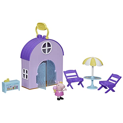 Peppa Pig Peppa's Club Peppas Gelateria giocattolo prescolare, contiene 1 personaggio, 4 accessori, maniglia per il trasporto, dai 3 anni in su, Multi Color, F4387 - immagine 3