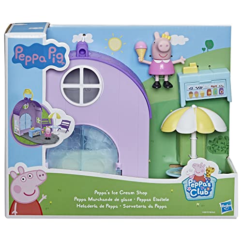 Peppa Pig Peppa's Club Peppas Gelateria giocattolo prescolare, contiene 1 personaggio, 4 accessori, maniglia per il trasporto, dai 3 anni in su, Multi Color, F4387 - immagine 4