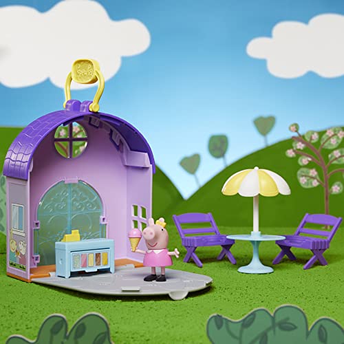 Peppa Pig Peppa's Club Peppas Gelateria giocattolo prescolare, contiene 1 personaggio, 4 accessori, maniglia per il trasporto, dai 3 anni in su, Multi Color, F4387 - immagine 10