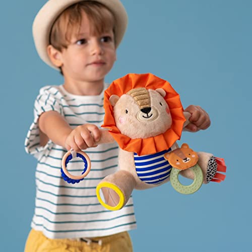 Taf Toys Harry The Lion Activity Toy. Cuddly Plush Sensory Stuffed Toy. Fits to Cots, Pram, Pushchair And Car Seat with Rattle And Baby-Safe Mirror, Multicolor, 12805 - immagine 3