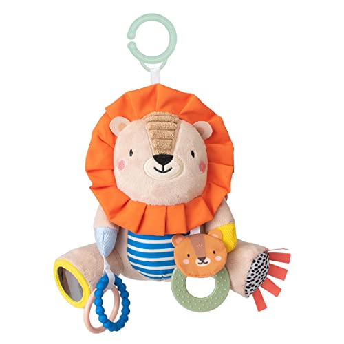 Taf Toys Harry The Lion Activity Toy. Cuddly Plush Sensory Stuffed Toy. Fits to Cots, Pram, Pushchair And Car Seat with Rattle And Baby-Safe Mirror, Multicolor, 12805