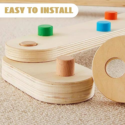 Trave di equilibrio in legno, tavola di equilibrio in legno, giocattolo Montessori per costruire coordinazione, agilità e forza, percorso ad ostacoli per bambini, miglior regalo per bambini - immagine 4