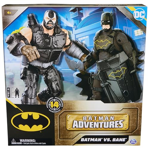 dc comics, Set Battaglia Batman Adventures, Set di Action Figure con Bane e Batman, 14 Accessori Armatura, Giocattoli dei Supereroi da 30 cm per Bambini e Bambine - immagine 3