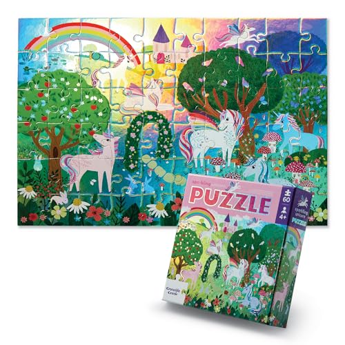 Crocodile Creek - Puzzle olografico da pavimento in stagnola, 60 pezzi, per bambini dai 4 anni in su, scatola resistente per riporre oggetti, dimensioni: 35,6 x 48,3 cm