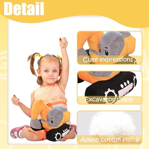 Escavatore di Peluche per Bambini, Ecavatore Peluche, Escavatore Ripieno, Escavatore Cuscino in Peluche, Peluche a Forma di Cartone Animato Escavatore, Escavatore Farcito per Regalo Compleanno - immagine 4