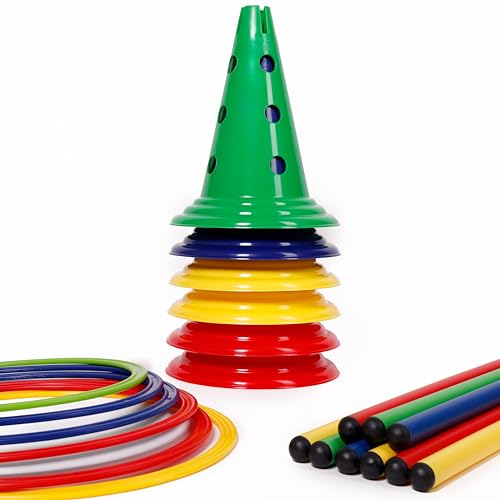 Italveneta Didattica - Kit Saltarello Piccolo, Stimolazione Motoria e Creativa per Bambini, Set Dinamico di 21 Pezzi per Giochi di Agilità e Coordinazione, Colori Misti Rosso, Giallo, Verde, Blu - immagine 3