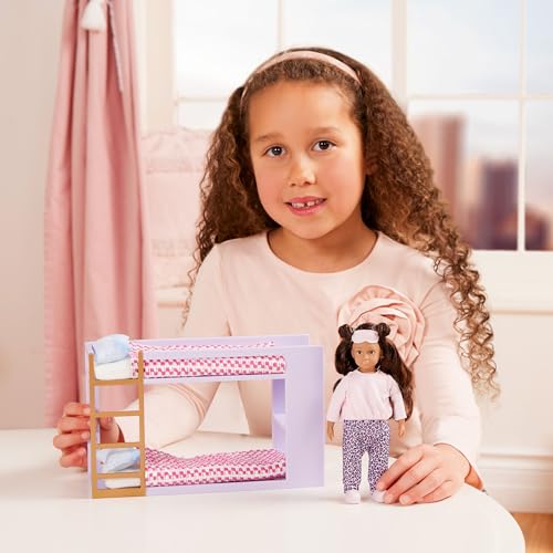 Lori Mini Toy 6-inch Doll & Bedroom Furniture – Dollhouse Accessories – Play for Kids – 3 Years + – Tania’s Bunk Bed Set, Multicolore, LO37124Z - immagine 3
