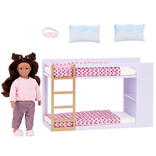 Lori Mini Toy 6-inch Doll & Bedroom Furniture – Dollhouse Accessories – Play for Kids – 3 Years + – Tania’s Bunk Bed Set, Multicolore, LO37124Z