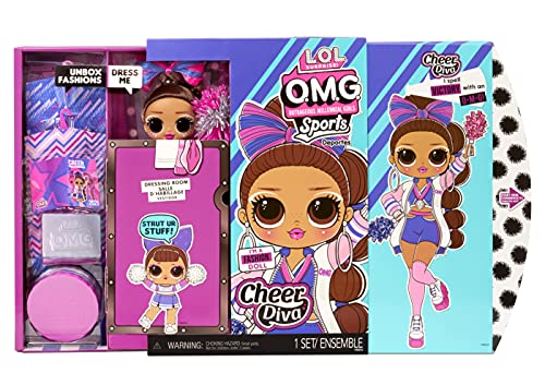 Mermaze Mermaidz- l.o.l OMG Sports Cheer Diva-Bambola alla Moda Cheerleader-con 20 sorprese-Include Abiti, Accessori e Altro-da Collezione-per Bambini dai 3 Anni in su, Multicolore, Series 2, 577508C3 - immagine 6