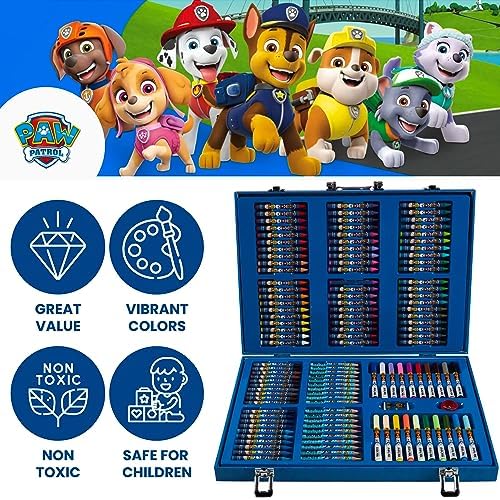 Paw Patrol Valigetta Colori per Bambini - Kit con 130+ Colori per Bambini con Pastelli a Cera Colori a Matita Pennarelli Lavabili per Bambini Idea Regalo Creativa - immagine 7