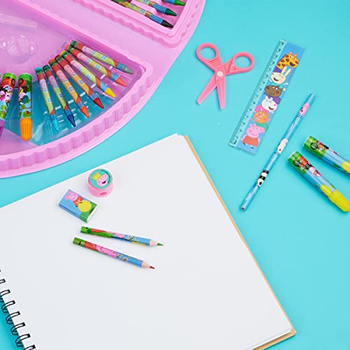 Peppa Pig Valigetta Colori per Bambini Kit di Colori per Disegnare e Dipingere con Set Matite Colorate Pastelli a Cera Acquerelli e Pennarelli per Bambini Regali Creativi per Bambina Bambino - immagine 3