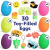 Prextex Uova di Pasqua Riempite con 30 Mini Giocattoli e Sorprese per i più Piccoli-Ogni Uovo Contiene Un Giocattolo Diverso per la Caccia all'Uovo di Pasqua, Regali di Giochi di Pasqua - immagine 3