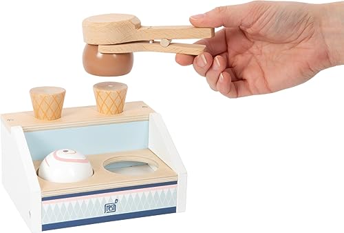 Small Foot 11070 - Ghiaccio con Supporto per Ghiaccio colorato in Legno, Certificato FSC 100%, Sei Diversi Tipi di Gelato per Il Gioco di Ruolo nel Negozio di Shopping, Giocattoli, Multicolore - immagine 3