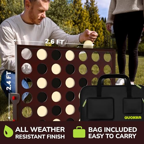 Superset 4 in 1 gigante quattro di fila per collegare gioco all'aperto - Gioco da cortile in legno per adulti - | Grandi scacchi e dama | Tic Tac Toe in legno | per tutte le stagioni | - Festa in - immagine 8