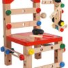 TOWO Set con Viti e Bulloni - Giocattolo in Legno - Set di Blocchi da Costruzioni con 54 Pezzi cassetta attrezzi legno panca della sedia - Gioco di Costruzioni in Legno per Bambini di 4 Anni …