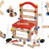 TOWO Set con Viti e Bulloni - Giocattolo in Legno - Set di Blocchi da Costruzioni con 54 Pezzi cassetta attrezzi legno panca della sedia - Gioco di Costruzioni in Legno per Bambini di 4 Anni … - immagine 7