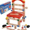 TOWO Set con Viti e Bulloni - Giocattolo in Legno - Set di Blocchi da Costruzioni con 54 Pezzi cassetta attrezzi legno panca della sedia - Gioco di Costruzioni in Legno per Bambini di 4 Anni … - immagine 9