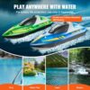 VEVOR Barca RC Giocattolo 2 Barche Telecomandate 2,4 GHz 12 km/h per Piscine Laghi, Barca da Regata con Luce LED, Impermeabile per Tutto il Corpo, Giocattolo Acquario RC Barca 2 Pezzi, Blu e Verde - immagine 5