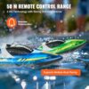 VEVOR Barca RC Giocattolo 2 Barche Telecomandate 2,4 GHz 12 km/h per Piscine Laghi, Barca da Regata con Luce LED, Impermeabile per Tutto il Corpo, Giocattolo Acquario RC Barca 2 Pezzi, Blu e Verde - immagine 6