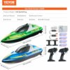 VEVOR Barca RC Giocattolo 2 Barche Telecomandate 2,4 GHz 12 km/h per Piscine Laghi, Barca da Regata con Luce LED, Impermeabile per Tutto il Corpo, Giocattolo Acquario RC Barca 2 Pezzi, Blu e Verde - immagine 8
