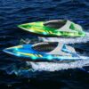 VEVOR Barca RC Giocattolo 2 Barche Telecomandate 2,4 GHz 12 km/h per Piscine Laghi, Barca da Regata con Luce LED, Impermeabile per Tutto il Corpo, Giocattolo Acquario RC Barca 2 Pezzi, Blu e Verde - immagine 9