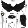 ZZQVIP Ali Nere per Costume Halloween Ragazza,Costume da Ragazza di Halloween, Set Ali Nere Halloween con Aureola e Bacchetta, Accessori per Feste a Tema, Decorazione di Costumi di Carnevale - immagine 3