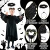 ZZQVIP Ali Nere per Costume Halloween Ragazza,Costume da Ragazza di Halloween, Set Ali Nere Halloween con Aureola e Bacchetta, Accessori per Feste a Tema, Decorazione di Costumi di Carnevale - immagine 4