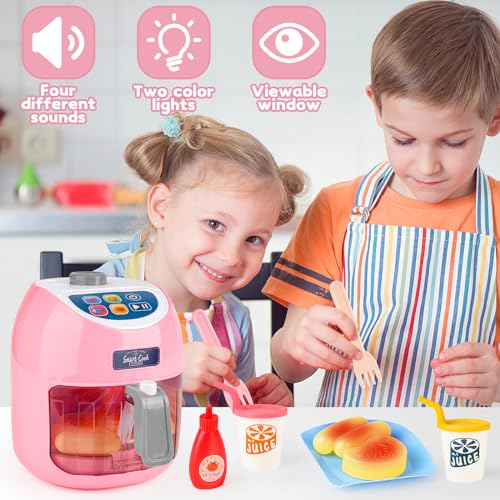 deAO Friggitrice ad aria calda per bambini, con touchscreen realistico AirFryer con cibo che cambia colore, suono e luce, giochi di ruolo, giocattolo da cucina per ragazzi e ragazze dai 3 anni in su - immagine 5