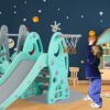 4 in 1 Scivolo per Bambini, Parco Giochi per Bambini, Centro Attività per Bambin, Set di Scivoli per Bambini da Giardino o Cameretta, Altalena con Scivolo, per Interni ed Esterni - immagine 7