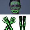 BIQIQI Costume Scheletro Ragazze, Guanti da Teschio e Collant da Teschio, Costume da Scheletro di Halloween, Costume da Teschio che si Illumina al Buio con Tatuaggio Sul Viso - immagine 9