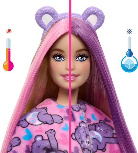 Barbie - Cutie Reveal Serie Care Bears, Bambola con Costume di Orso di Peluche Share Bear, 10 Accessori a Sorpresa Cambia Colore tra Cui Un Mini Orso Inclusi, Giocattolo per Bambini, 3+ Anni, JCN94 - immagine 8