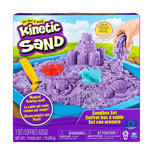 Kinetic Sand Playset Castelli di Sabbia Sabbia cinetica con vaschetta Sabbia magica Sabbia colorata a sorpresa 454gr 3 formine incluse Giocattoli per bambini e bambine 3 anni