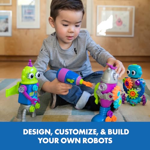 Learning Resources Design & Drill Laboratorio di Progettazione Robot, robotici Bambine di 3 Anni, STEM, Giocattolo da smontare con Trapano da Lavoro, Multicolore, Medium, EI-4177 - immagine 3