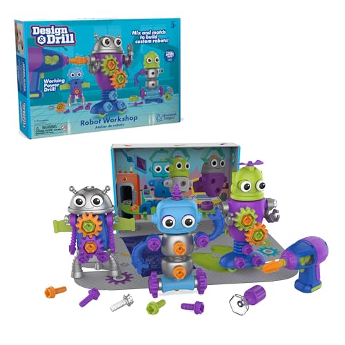 Learning Resources Design & Drill Laboratorio di Progettazione Robot, robotici Bambine di 3 Anni, STEM, Giocattolo da smontare con Trapano da Lavoro, Multicolore, Medium, EI-4177 - immagine 9